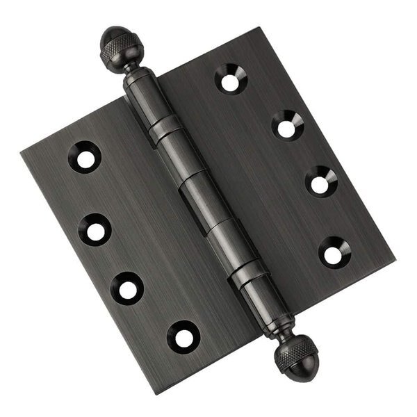 4 x 4 Solid Brass Hinge, Pewter Finish with Acorn Tips, Embassy, Mfr#: 4040BBUS17AA-1